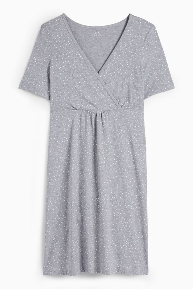 Femmes - Chemise de nuit d’allaitement - à pois - gris clair chiné