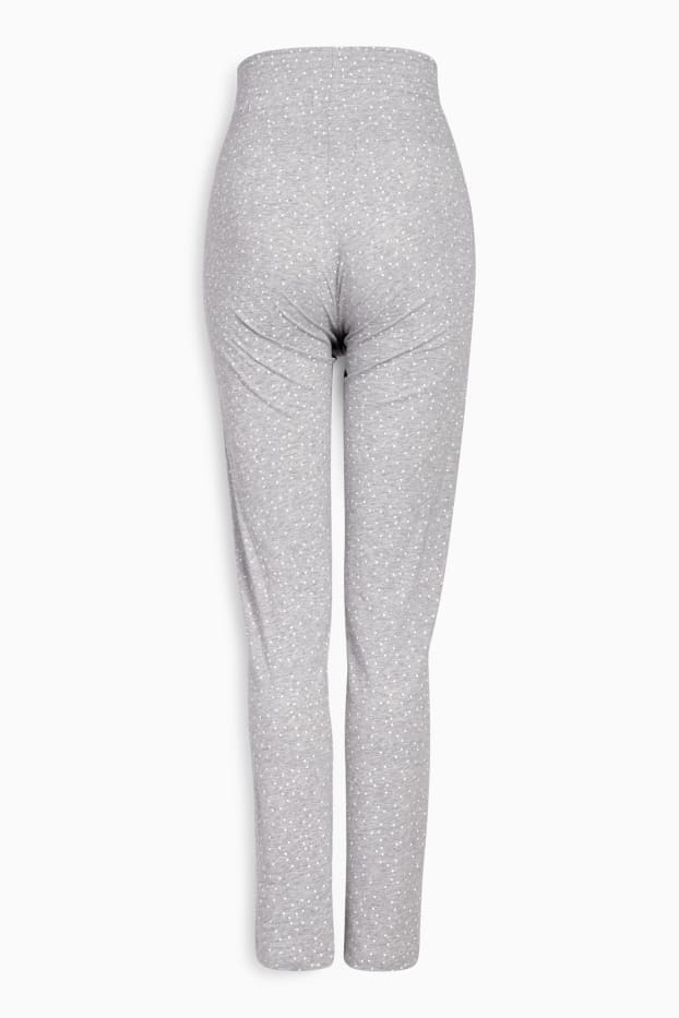 Donna - Pantaloni pigiama premaman - pois - arricciature - grigio chiaro melange