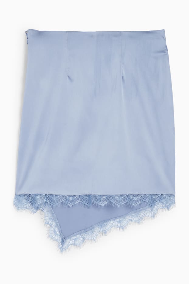 Dames - Asymmetrische rok van satijn - blauw