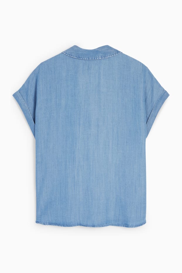 Dona - Brusa - estil texà - texà blau clar