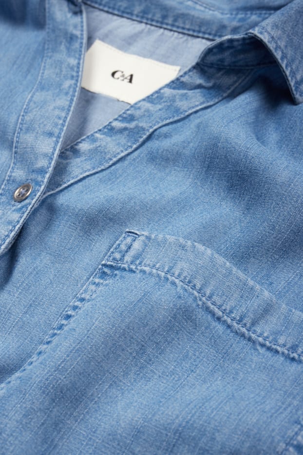 Dona - Brusa - estil texà - texà blau clar