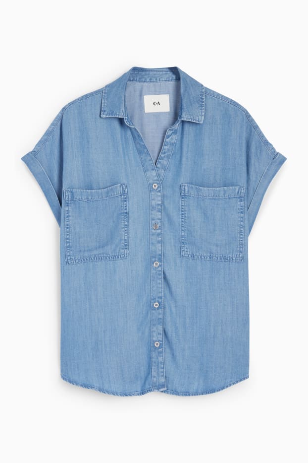 Dona - Brusa - estil texà - texà blau clar