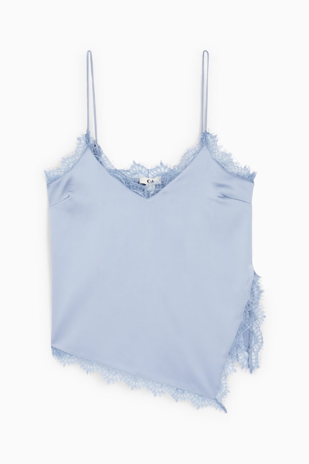 Damen - Satin-Blusentop - blau