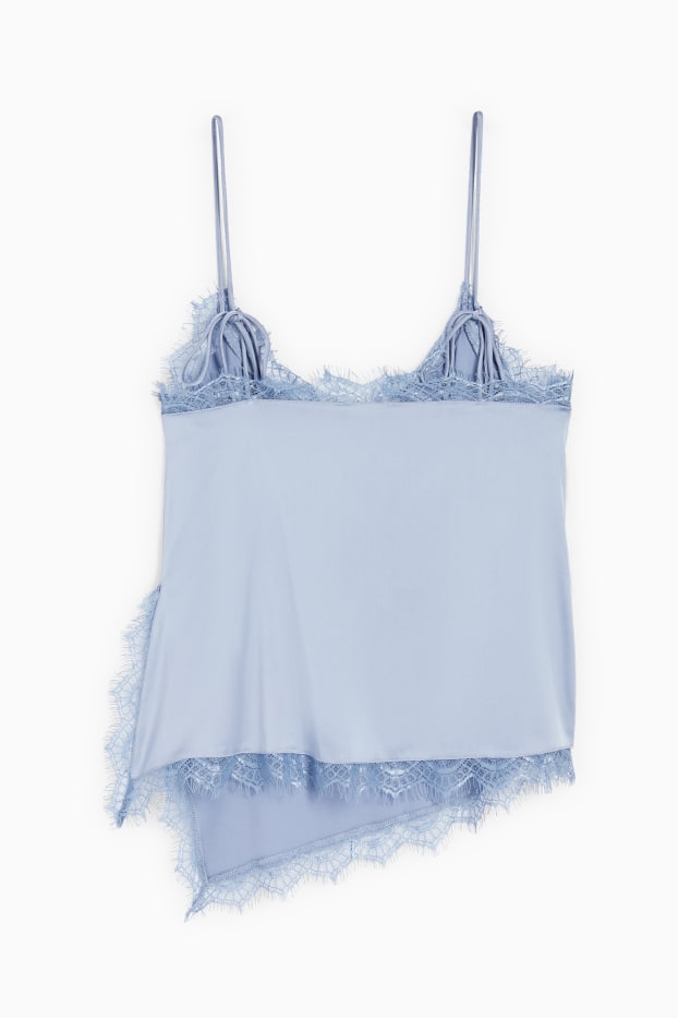 Damen - Satin-Blusentop - blau