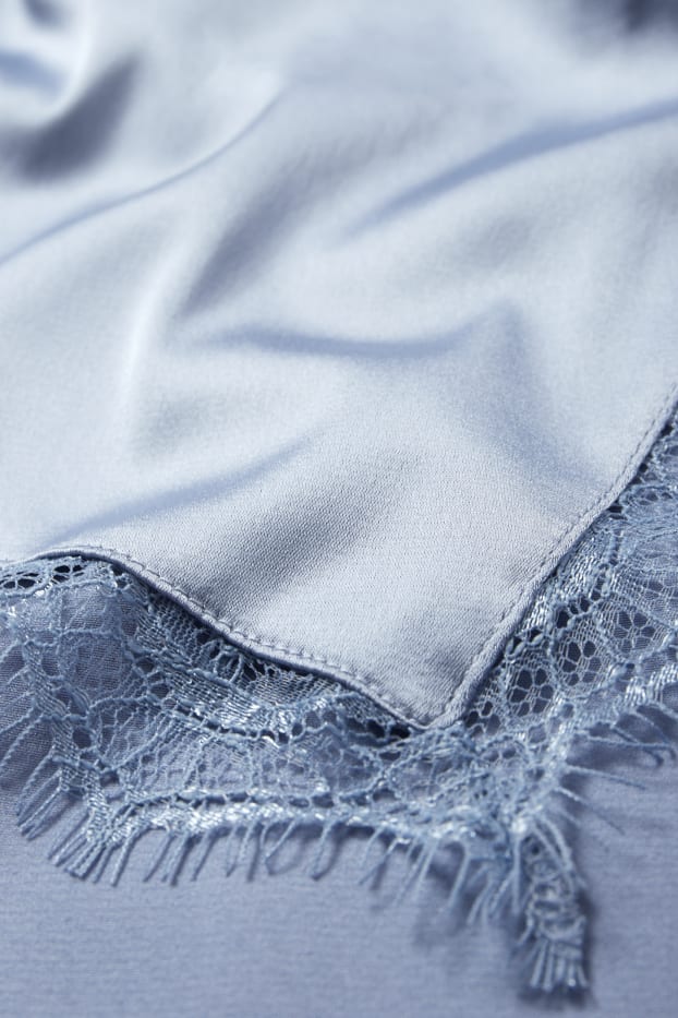 Damen - Satin-Blusentop - blau