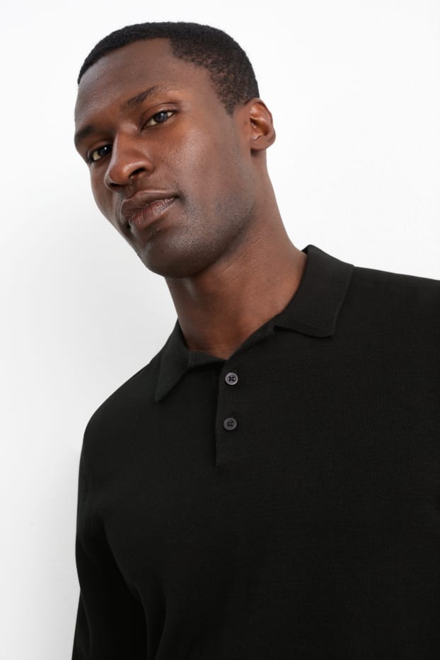 Uomo - Maglione in maglia fine - nero
