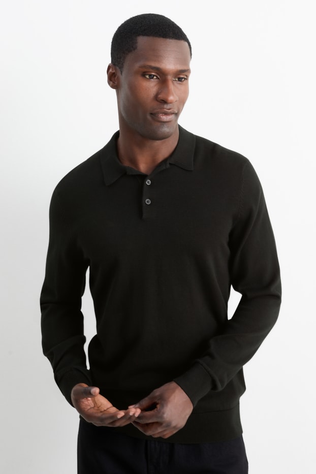Uomo - Maglione in maglia fine - nero