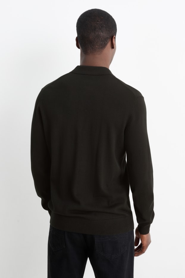 Uomo - Maglione in maglia fine - nero