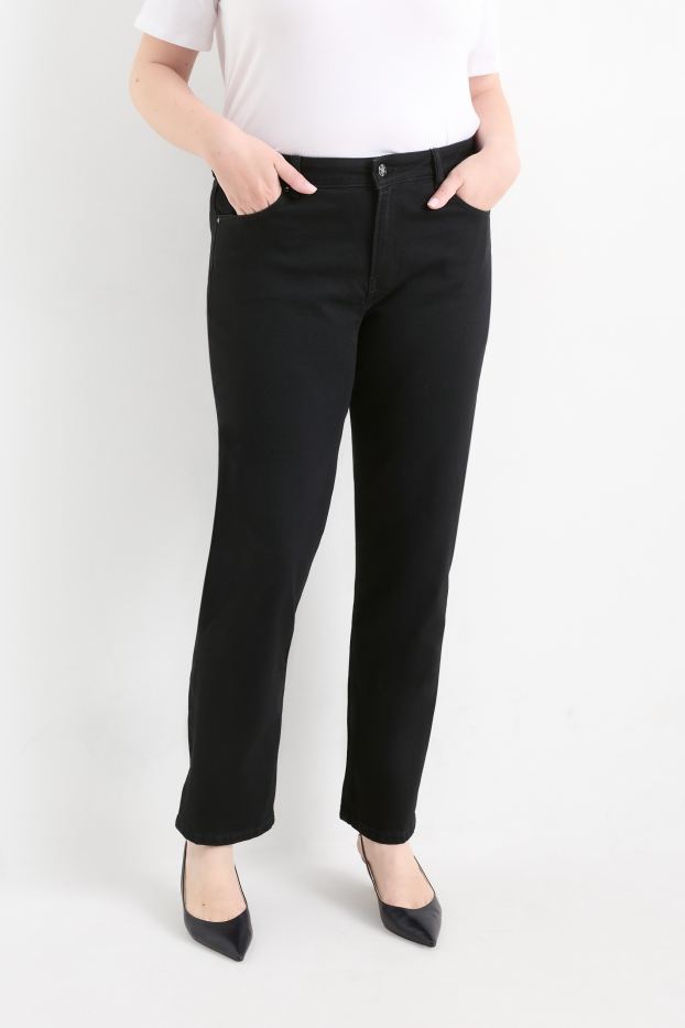 Femmes - Straight jean - mid waist - LYCRA® - noir
