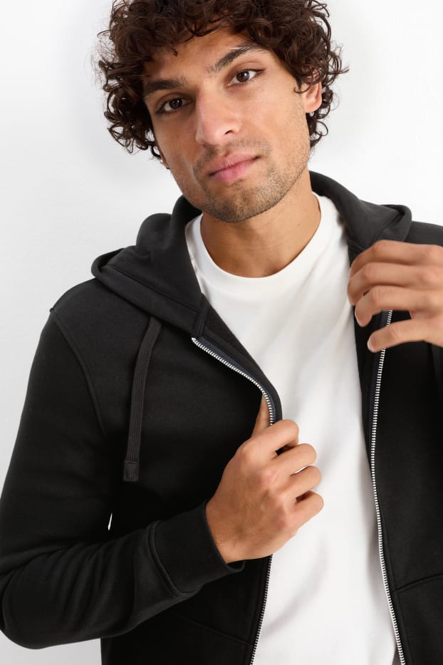Men - Zip-through hoodie - black