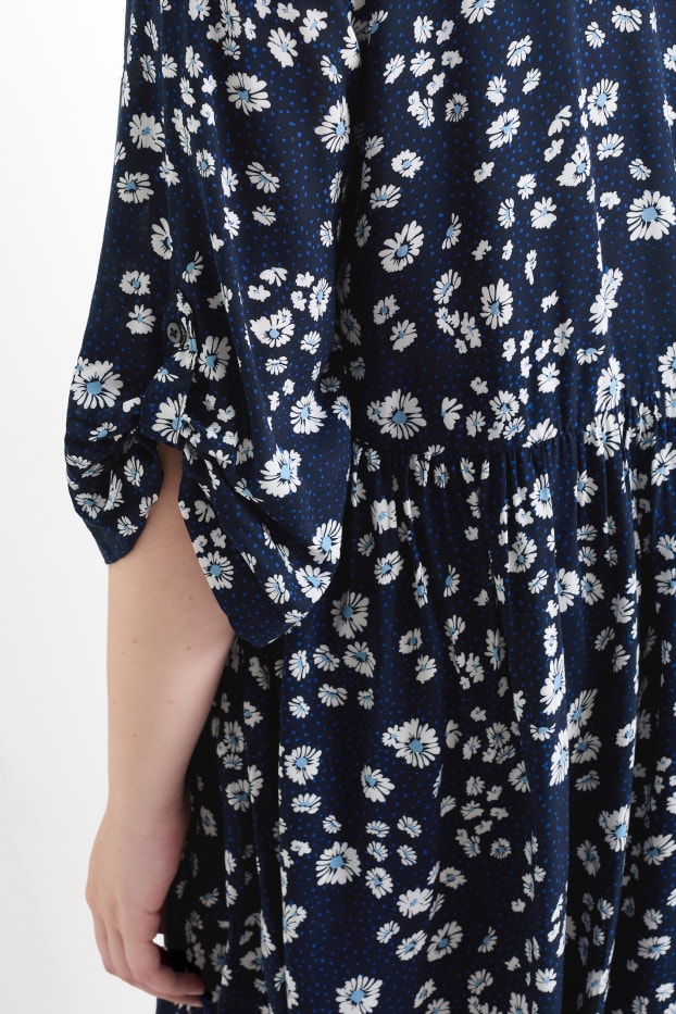 Damen - Bluse - geblümt - dunkelblau