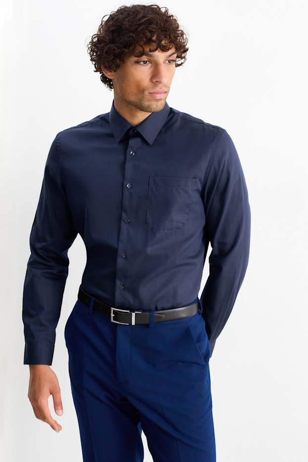 Herren - Businesshemd - Regular Fit - Kent - bügelleicht - dunkelblau