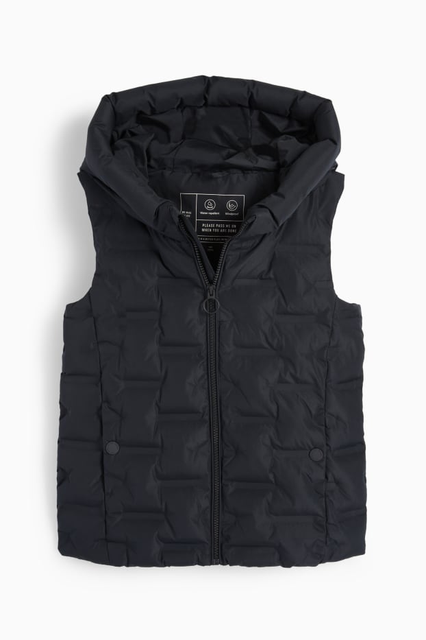Enfants filles - Gilet sans manches à capuche - déperlante - noir