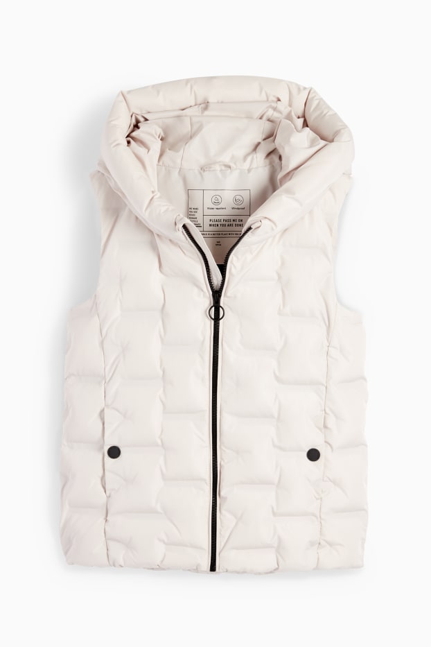 Bambine - Gilet trapuntato con cappuccio - impermeabile - beige chiaro
