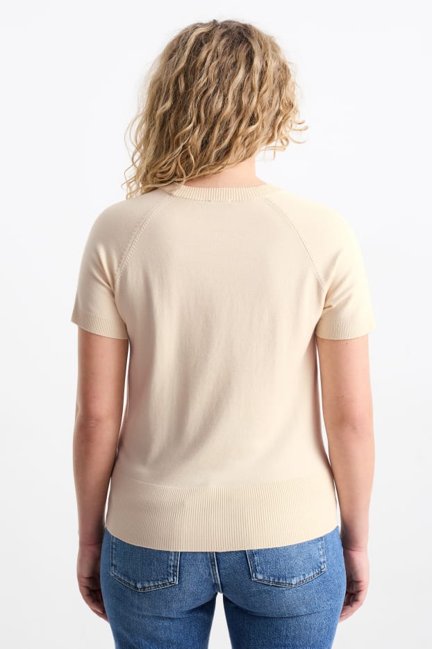 Donna - Maglione - maniche corte - beige chiaro