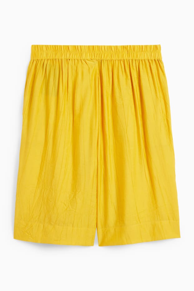 Women - Bermuda shorts - high waist - yellow