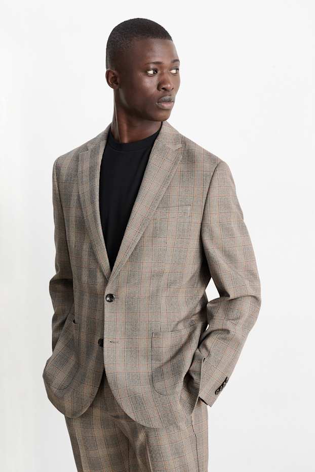 Men - Mix & match tailored jacket - slim fit - Flex - brown