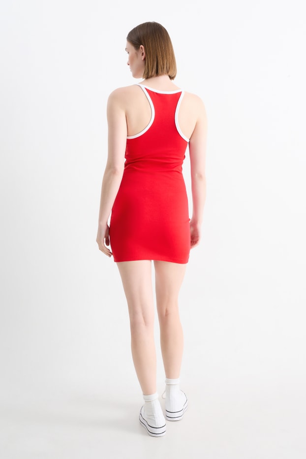 Damen - Figurbetontes Kleid - rot
