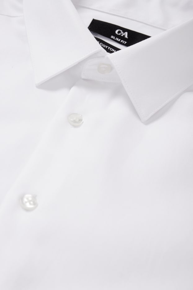 Heren - Business-overhemd - slim fit - kent - gemakkelijk te strijken - wit