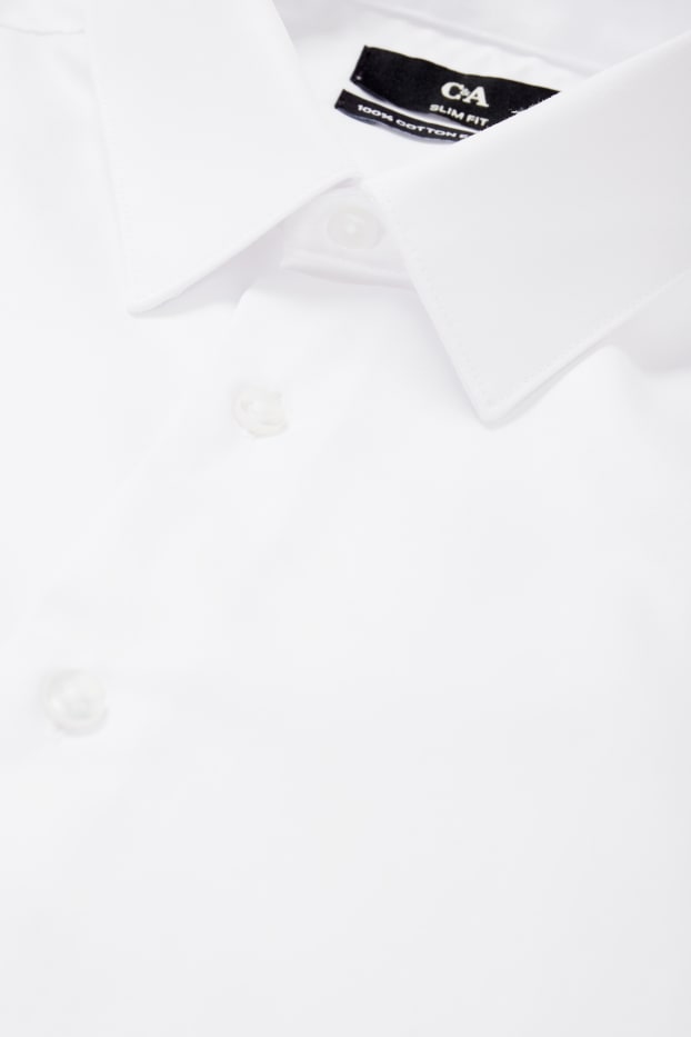 Heren - Business-overhemd - slim fit - cut away - gemakkelijk te strijken - wit