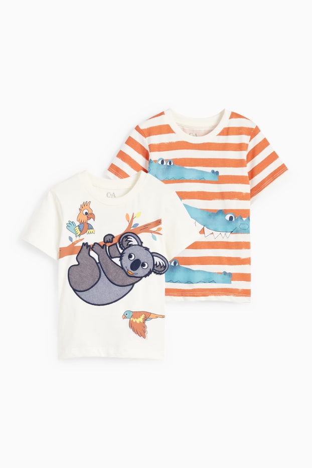 Children Boys - Multipack of 2 - koala and crocodile - short sleeve T-shirt - white