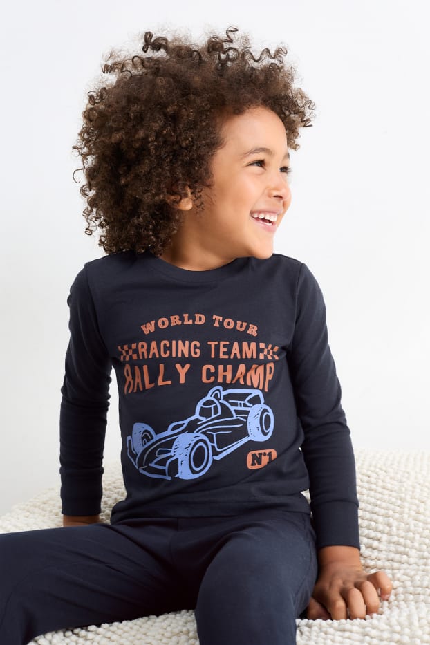 Kinder Jungen - Multipack 3er - Rennwagen - Pyjama - 6 teilig - dunkelblau