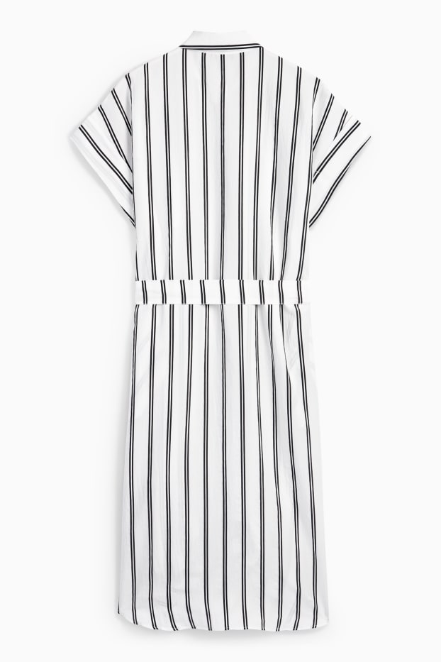 Dames - Blousejurk - gestreept - wit / zwart