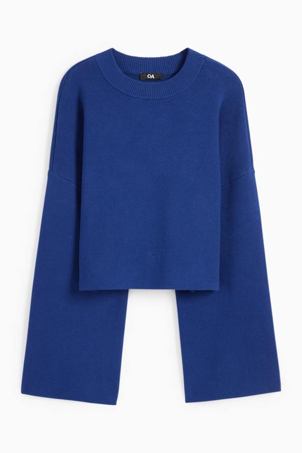 Femmes - Pullover court - bleu foncé