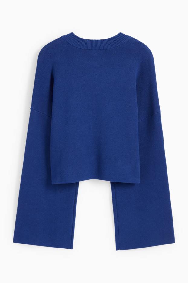Femmes - Pullover court - bleu foncé