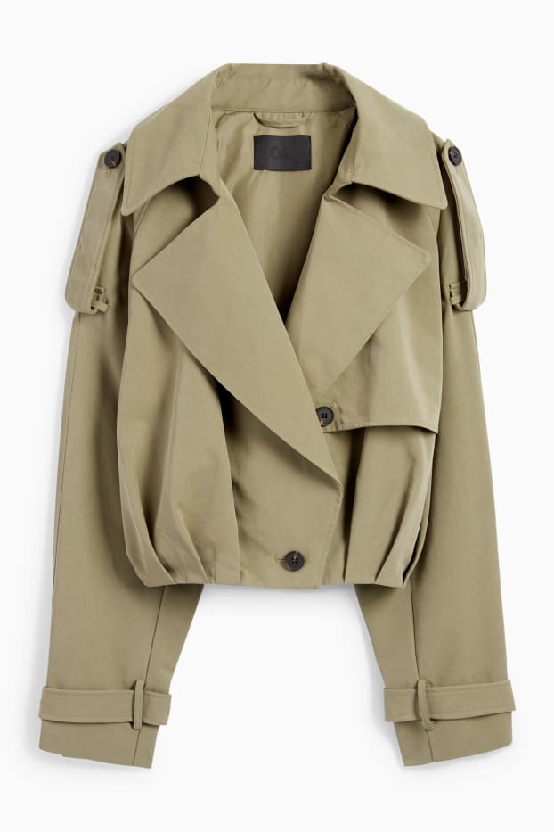Dames - Korte trenchcoat - groen