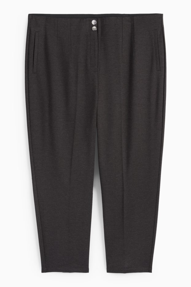 Femmes - Pantalon en toile - high waist - slim fit - gris foncé