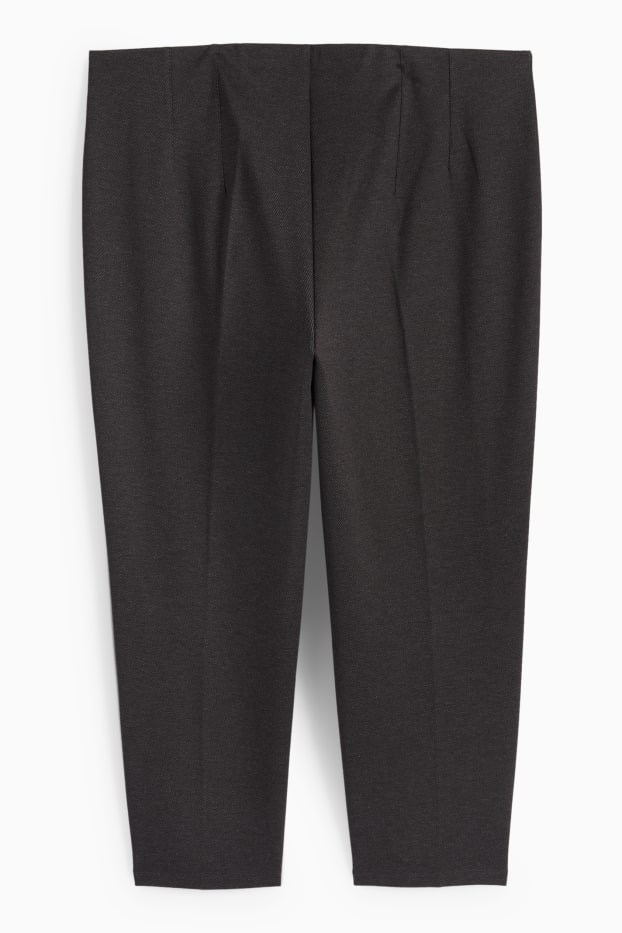 Femmes - Pantalon en toile - high waist - slim fit - gris foncé