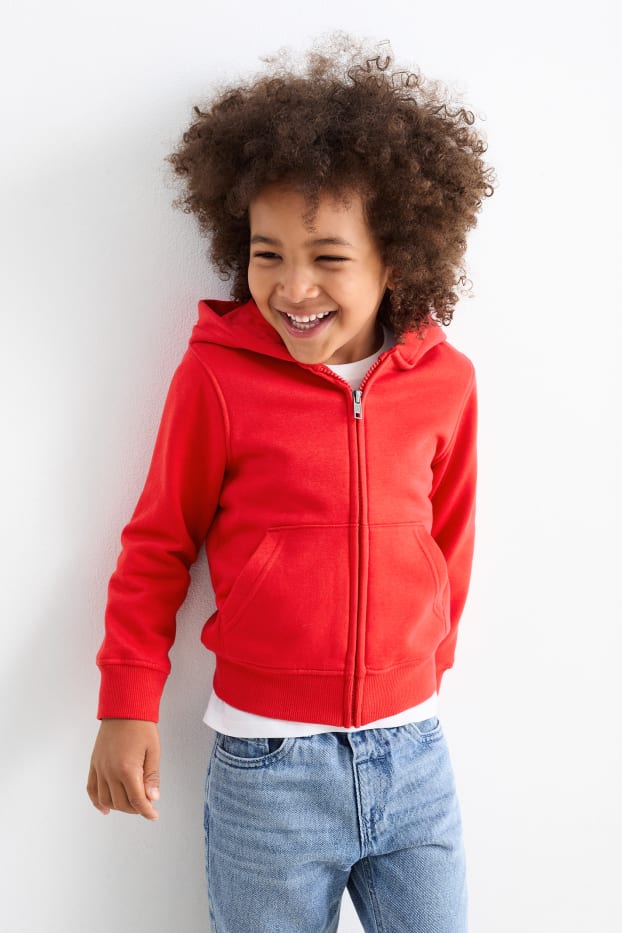 Bambini - Giacca di felpa con zip e cappuccio - rosso