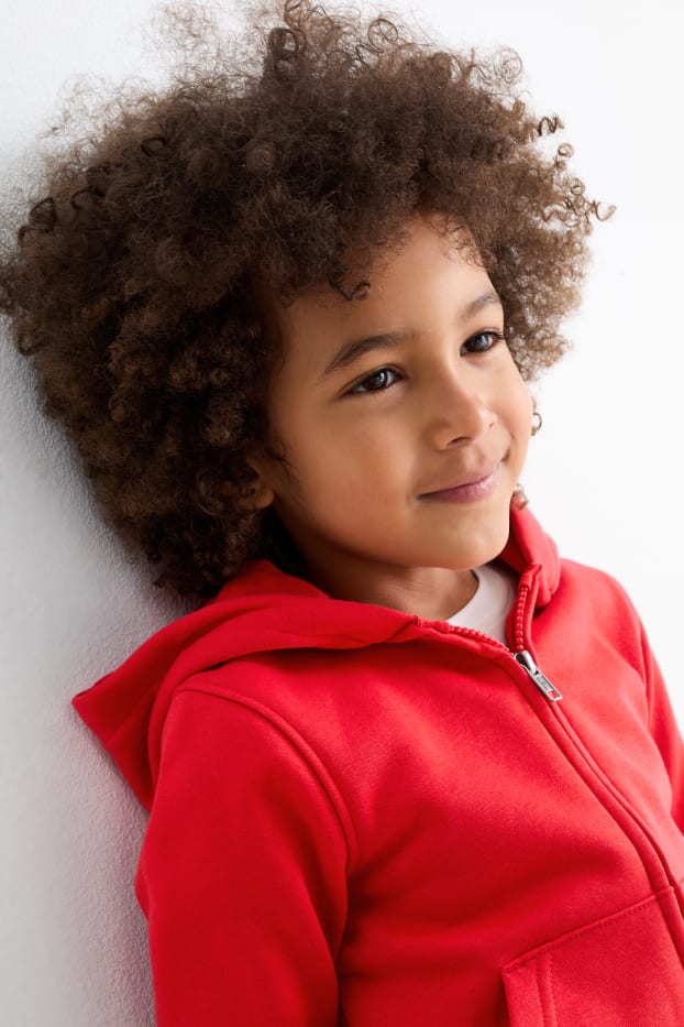 Bambini - Giacca di felpa con zip e cappuccio - rosso