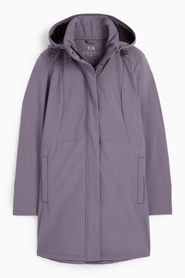 Mujer - Abrigo softshell con capucha - impermeable - 4 Way Stretch - violeta