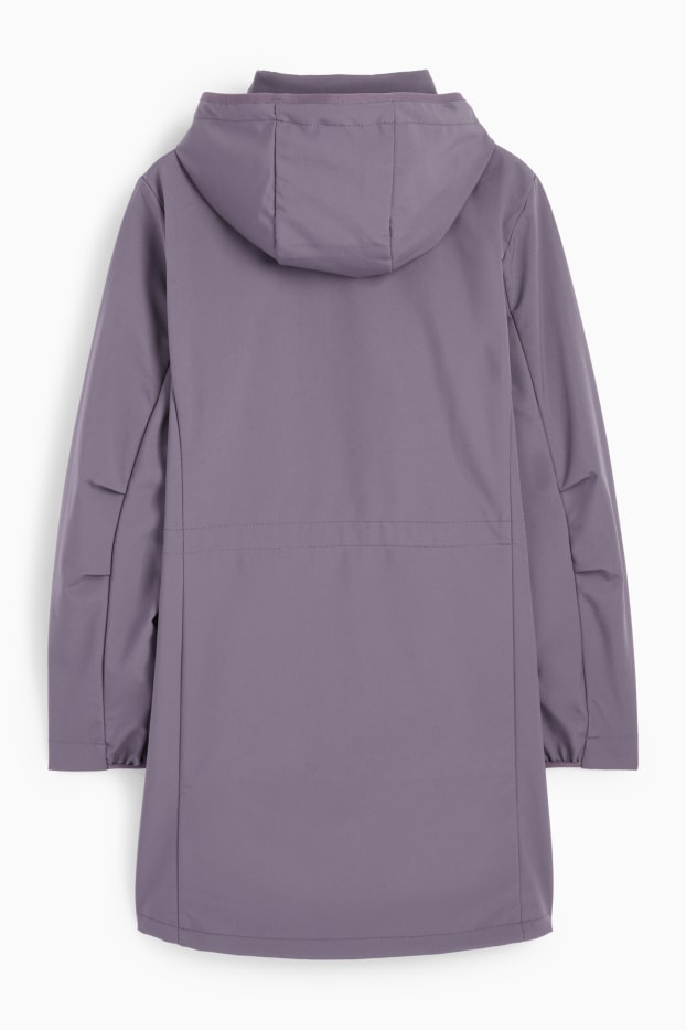 Mujer - Abrigo softshell con capucha - impermeable - 4 Way Stretch - violeta