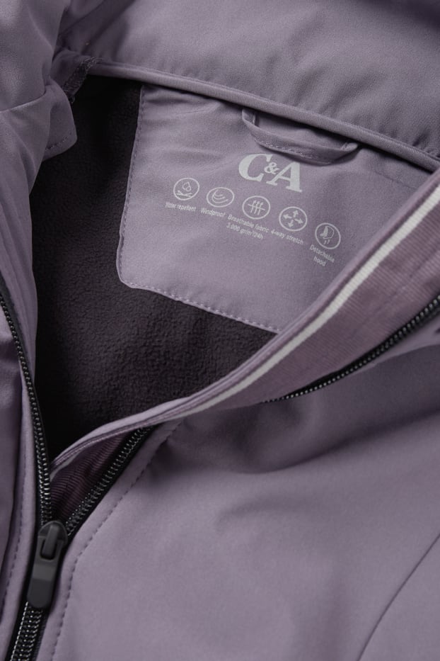 Mujer - Abrigo softshell con capucha - impermeable - 4 Way Stretch - violeta