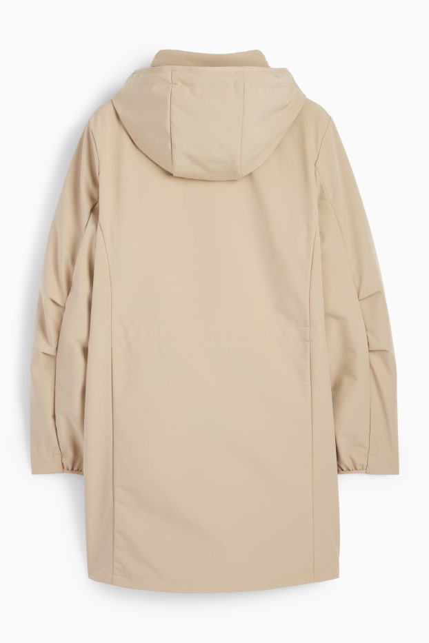 Dames - Softshellmantel met capuchon - waterafstotend - 4 Way Stretch - beige