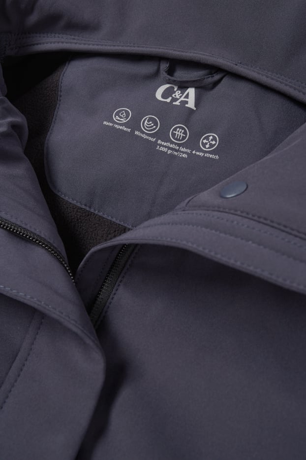 Femmes - Veste à coquille souple avec capuche - finition déperlante - 4 Way Stretch - noir