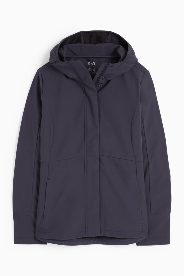 Femmes - Veste à coquille souple avec capuche - finition déperlante - 4 Way Stretch - noir