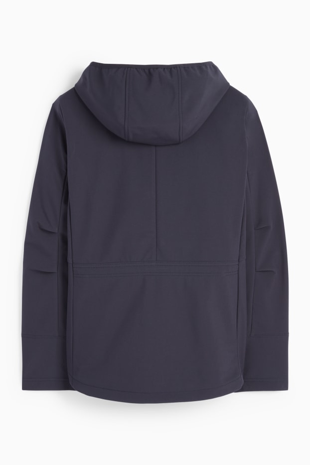 Femmes - Veste à coquille souple avec capuche - finition déperlante - 4 Way Stretch - noir