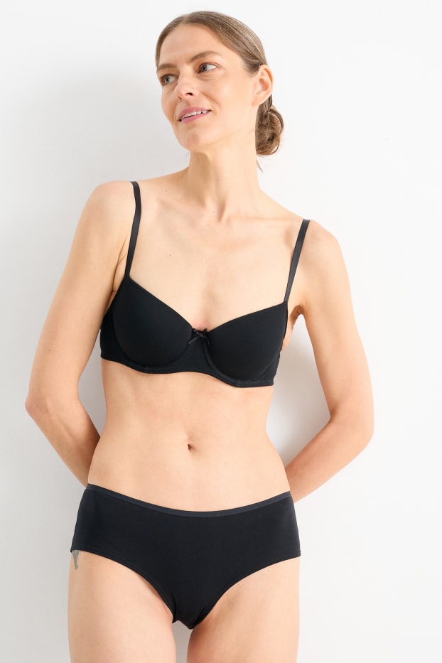 Femmes - Lot de 2 - soutiens-gorge avec armatures - DEMI - ampliformes - blanc / noir