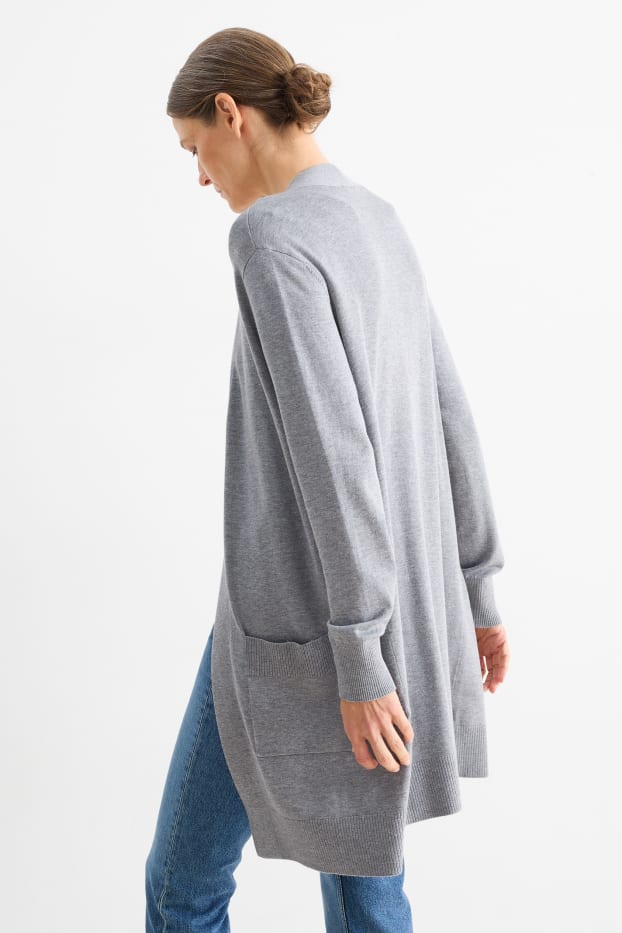 Femmes - Gilet long en maille - gris