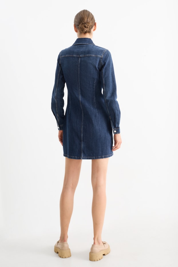 Dames - Denim jurk - jeansdonkerblauw