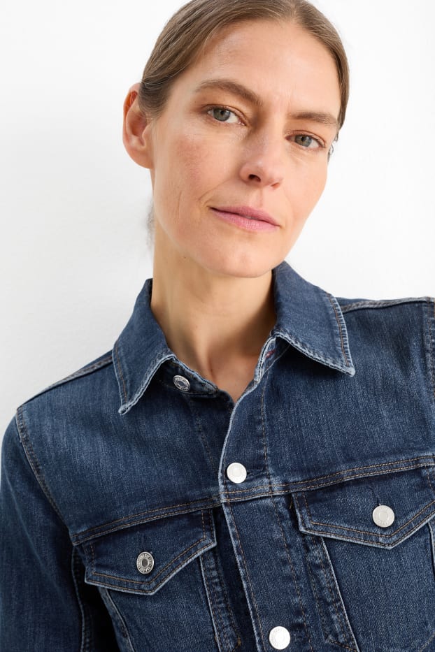 Dames - Denim jurk - jeansdonkerblauw