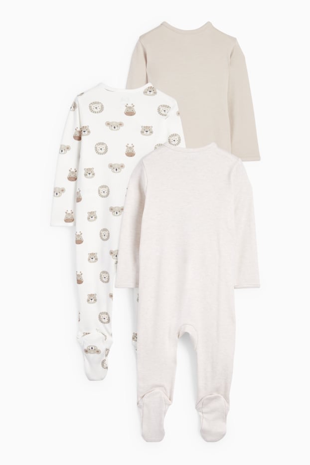 Unisexe - Lot de 3 - animaux sauvages - pyjamas pour bébé - beige