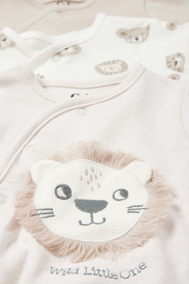 Unisexe - Lot de 3 - animaux sauvages - pyjamas pour bébé - beige