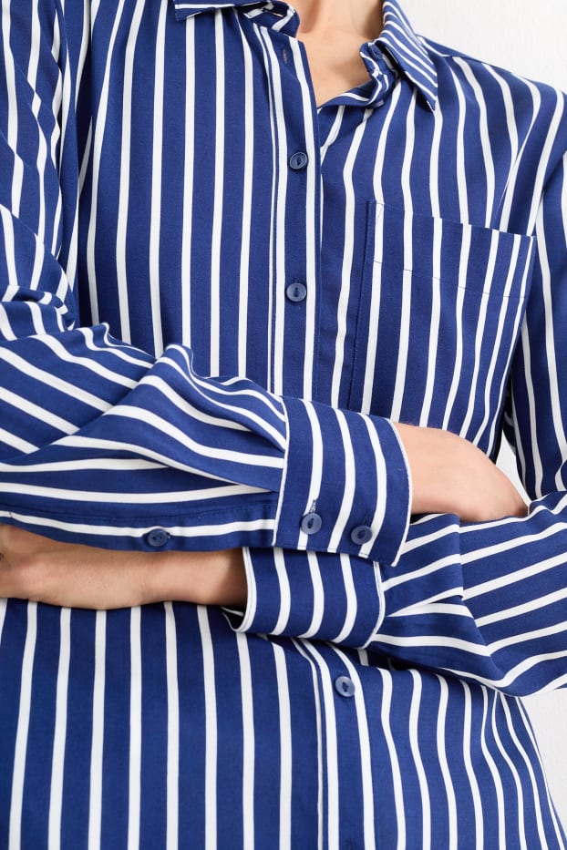 Damen - Bluse - gestreift - blau / weiß