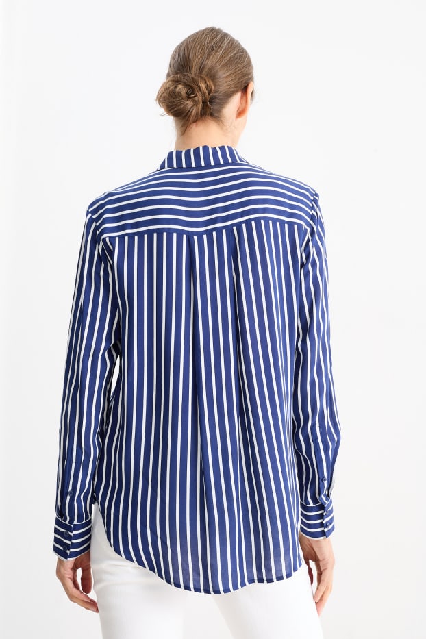 Damen - Bluse - gestreift - blau / weiß