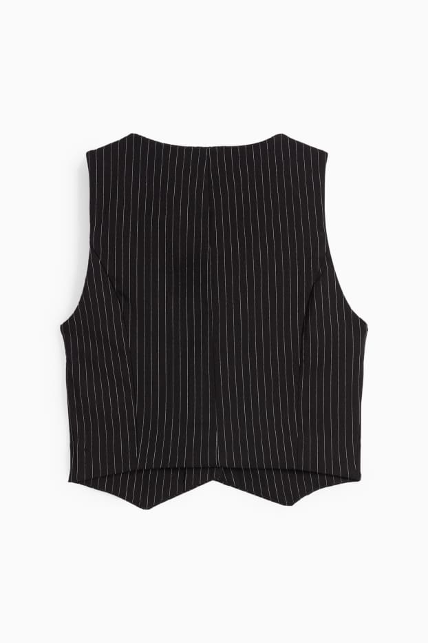 Damen - Crop Weste - Nadelstreifen - schwarz